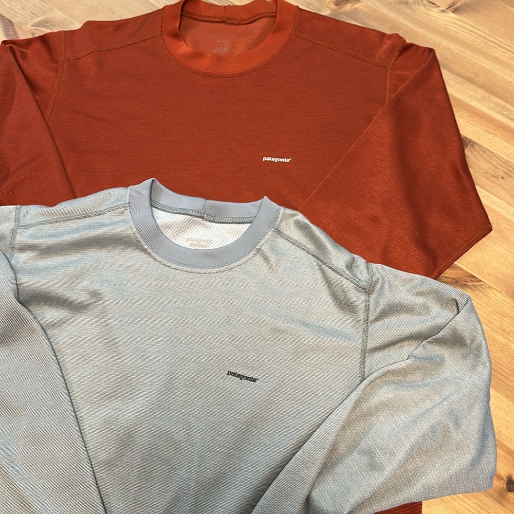 Patagonia Orange and Grey Crewneck LS T-shirts